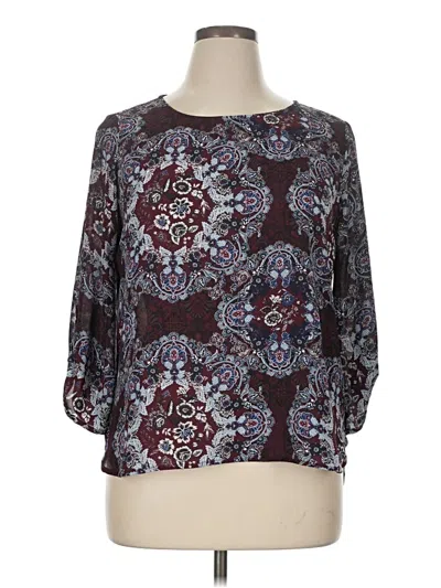 Pre-owned Hippie Rose 3/4 Sleeve Blouse In Purple