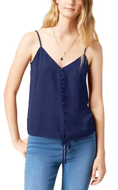 Hippie Rose Activewear Tie Front Cami Tank Top In Nomad Navy In Blue