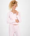 Hippie Rose Juniors' Chenille Zip-up Sweater Hoodie In Pink