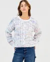 Hippie Rose Juniors' Chunky Cable-knit Crewneck Sweater In Blue