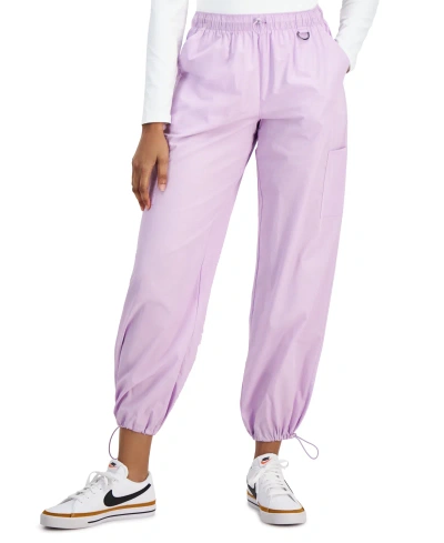Hippie Rose Juniors' Cotton Parachute Wide-leg Pants In Lavender