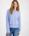 Hippie Rose Juniors' Cozy Drop-shoulder Eyelash Lurex Crewneck Sweater In Frozen Per