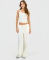 Hippie Rose Juniors Cream Dots Halter Top Pant In White