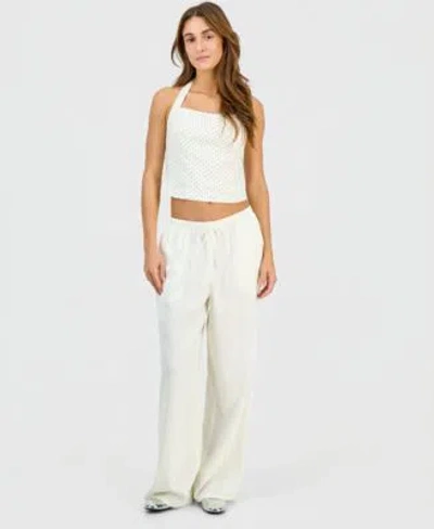 Hippie Rose Juniors Cream Dots Halter Top Pant In White