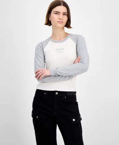 Hippie Rose Juniors' Crewneck Raglan Long-sleeve T-shirt