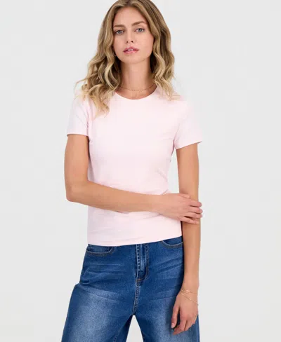 Hippie Rose Juniors' Crewneck Short-sleeve T-shirt In Ballet Slipper