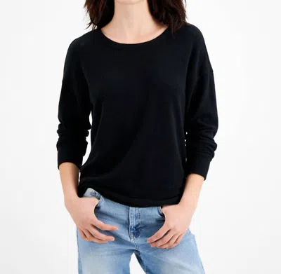 Hippie Rose Juniors Cutout-back Knit Top In Black Marled In Blue