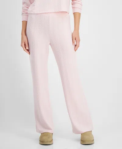 Hippie Rose Juniors' Dream Fleece Cable-knit Pants In Ballet Slippers