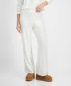 Hippie Rose Juniors' Dream Fleece Cable-knit Pants In Winter White