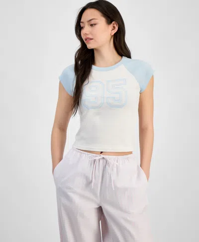 Hippie Rose Juniors' Graphic Baseball Tee In Blue 95