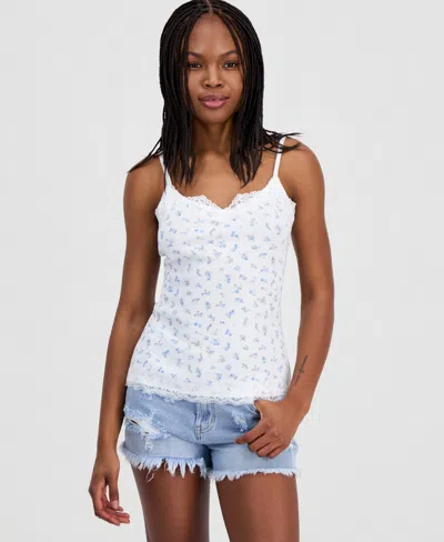 Hippie Rose Juniors' Lace Trim Cami In White