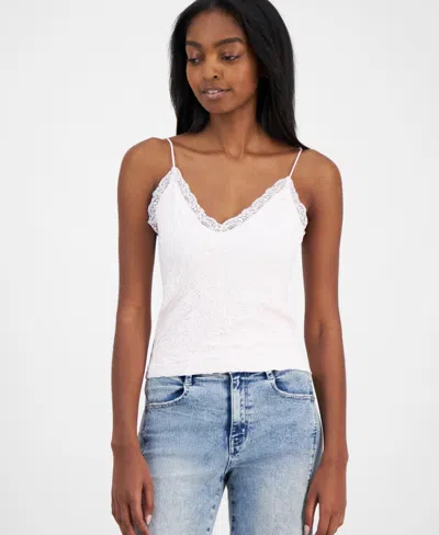Hippie Rose Juniors' Lace Trim Seamless Cami In Tender Touch