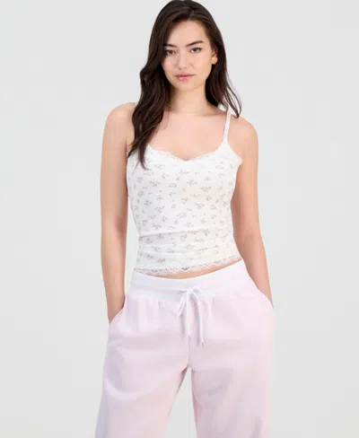 Hippie Rose Juniors' Lace-trim Longline Printed Cami