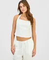 Hippie Rose Juniors' Linen Halter Top In White