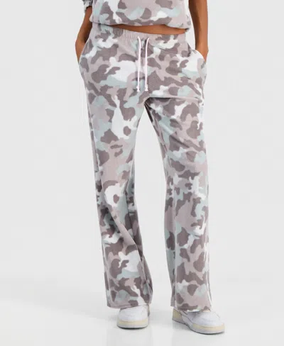 Hippie Rose Juniors' Mid-rise Fleece Wide-leg Pants In Multi