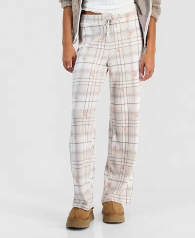 Hippie Rose Juniors' Mid-rise Pointelle Straight-leg Pants In Neutral