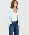 Hippie Rose Juniors' Open-front Eyelash Cardigan In Blue