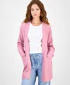 Hippie Rose Juniors' Open-front Long-sleeve Midi Cardigan In Purple