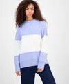Hippie Rose Juniors' Oversized Stripe Long-sleeve Sweater In Blue