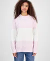 Hippie Rose Juniors' Oversized Stripe Long-sleeve Sweater In Pink
