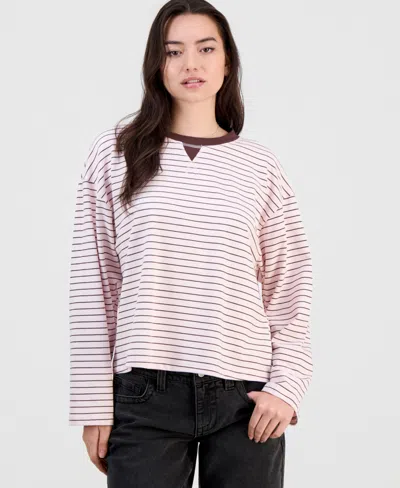 Hippie Rose Juniors' Oversized Striped Long-sleeve Top