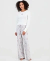 Hippie Rose Juniors Pajamas Teddy Bear Top Ribbed Pants In Neutral