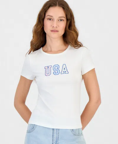 Hippie Rose Juniors' Patchwork Short-sleeve T-shirt In White