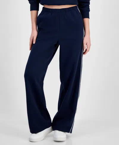 Hippie Rose Juniors' Piped Sweatpants In Navy
