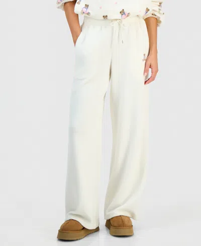 Hippie Rose Juniors' Polar Fleece High-rise Pants In White