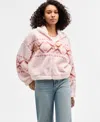 Hippie Rose Juniors' Printed Zip-up Sherpa Jacket In Pink