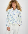 Hippie Rose Juniors' Quarter-zip Sherpa Jacket In Blue