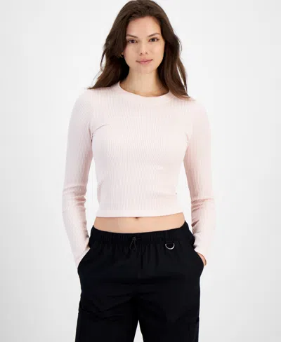 Hippie Rose Juniors' Seamless Ribbed Long Sleeve Top In Ballet Slippers