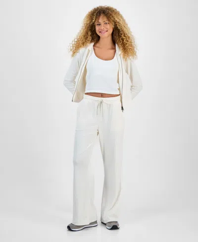Hippie Rose Juniors' Ribbed Velour Drawstring Pants In White