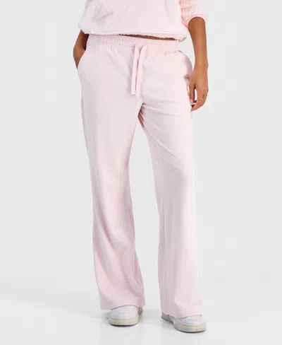 Hippie Rose Juniors' Ribbed Velour Straight-leg Ankle Pants In Black