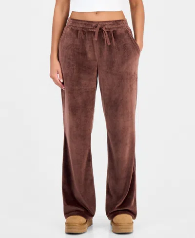 Hippie Rose Juniors' Ribbed Velour Straight-leg Ankle Pants In Multi