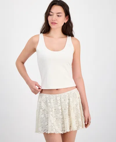 Hippie Rose Juniors' Scoop-neck Tank Top In White