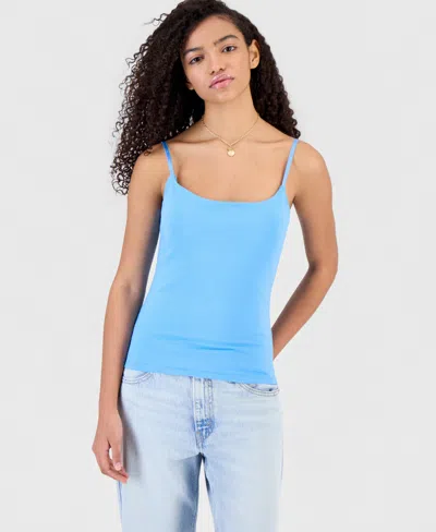 Hippie Rose Juniors' Scoop-neck Bra-free Cami In Blue