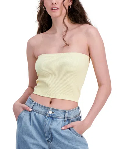 Hippie Rose Juniors' Seamless Cropped Tube Top In Butter