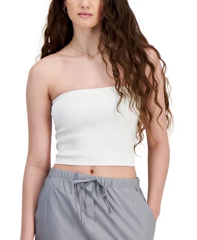 Hippie Rose Juniors' Seamless Cropped Tube Top In Ivory