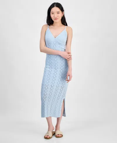 Hippie Rose Juniors' Seashell Crochet Midi Dress In Blue
