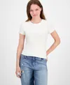 Hippie Rose Juniors' Short-sleeve Crewneck Tee In White