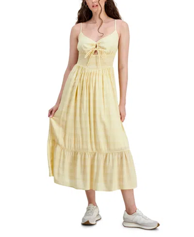 Hippie Rose Juniors' Smocked Midi Dress In Butter