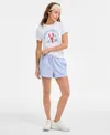 Hippie Rose Juniors' Striped Drawstring Shorts In Blue