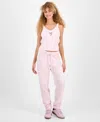 Hippie Rose Juniors' Teddy-knit Drawstring Jogger Pants In Pink