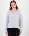 HIPPIE ROSE JUNIORS' V-NECK OVERSIZED SWEATER