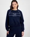 Hippie Rose Juniors' Varsity Fleece Crewneck In Navy Social Club