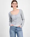 Hippie Rose Juniors' Waffle-knit Tank Top & Cardigan Set In Multi