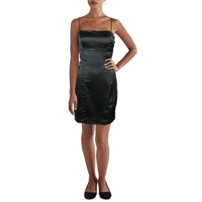 Hippie Rose Juniors Womens Satin Mini Sheath Dress In Black
