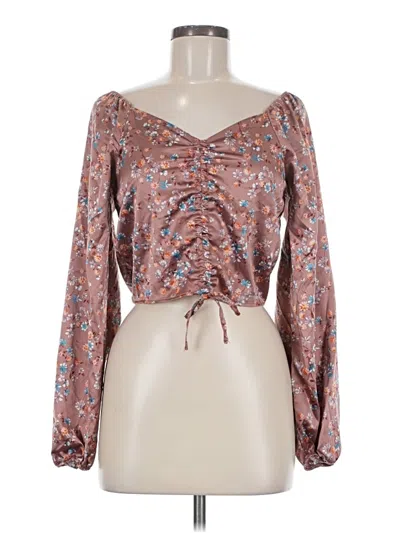 Pre-owned Hippie Rose Long Sleeve Blouse In Brown