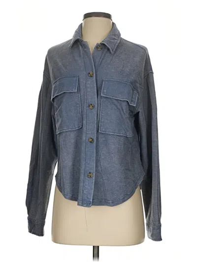 Pre-owned Hippie Rose Long Sleeve Button Down Shirt In Blue